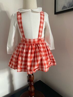 Gingham Suspender Skirt and Coordinating Onesie